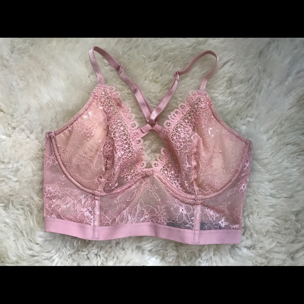 Dainty baby pink caged VS unlined bralette